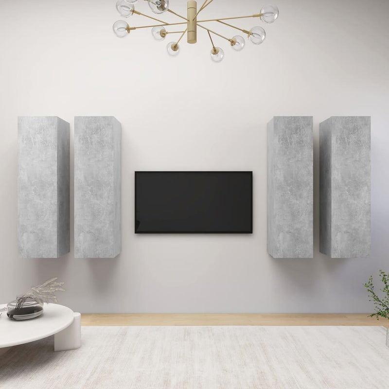 TV Cabinets 4 pcs Concrete Gray 12"x11.8"x43.3" Chipboard