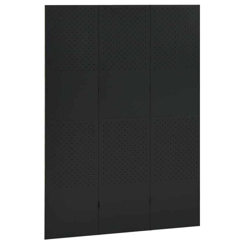 3-Panel Room Divider Black 47.2"x70.9" Steel