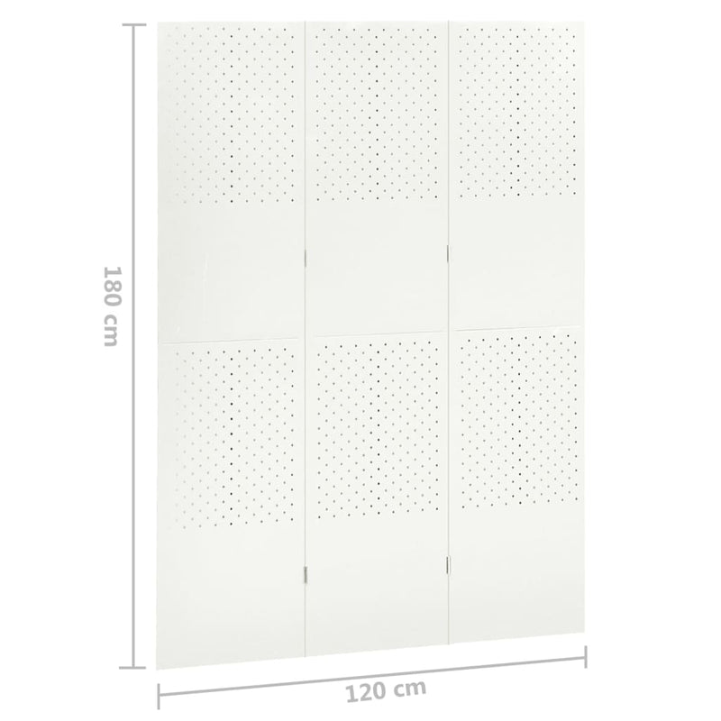 3-Panel Room Divider White 47.2"x70.9" Steel
