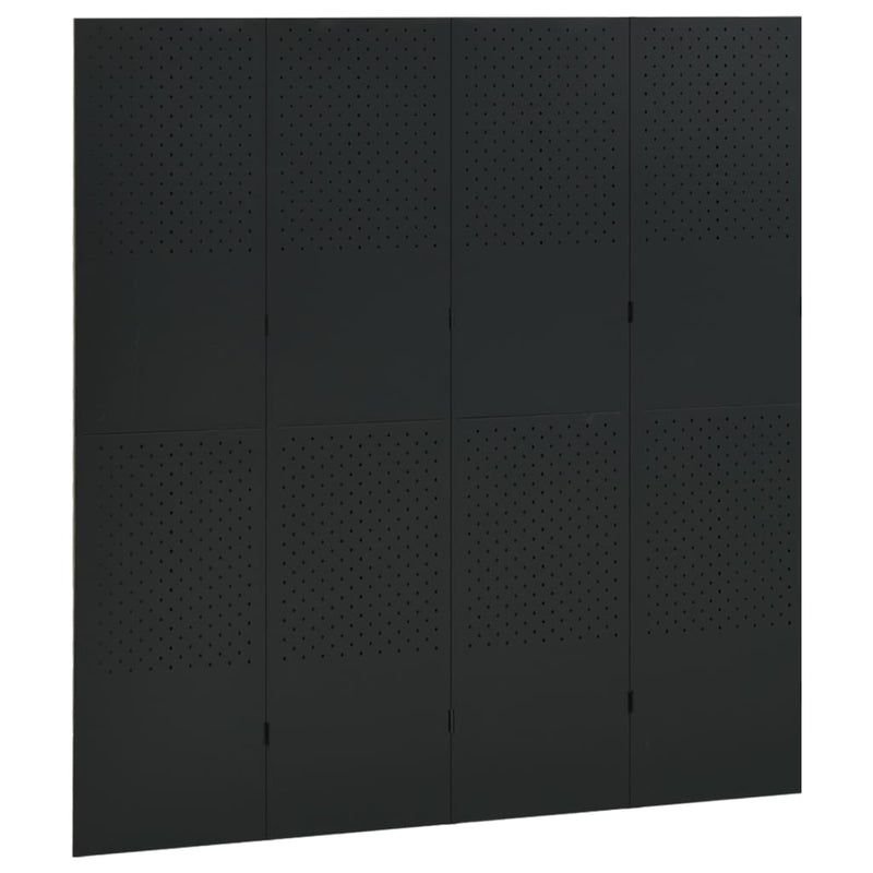 4-Panel Room Divider Black 63"x70.9" Steel