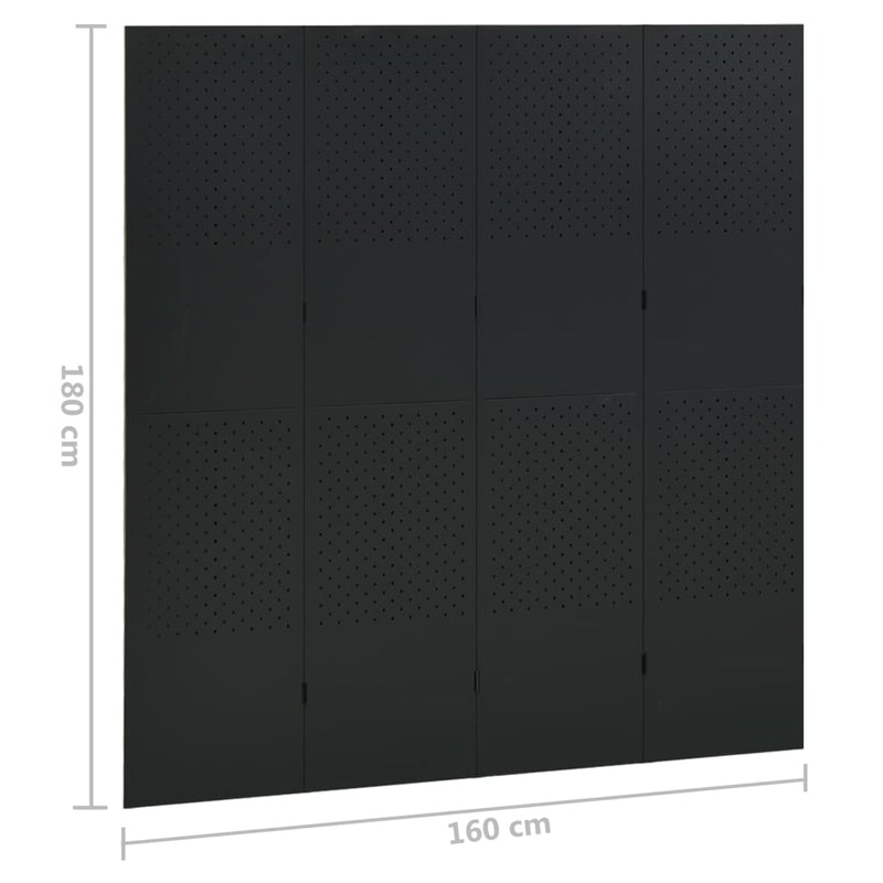 4-Panel Room Divider Black 63"x70.9" Steel