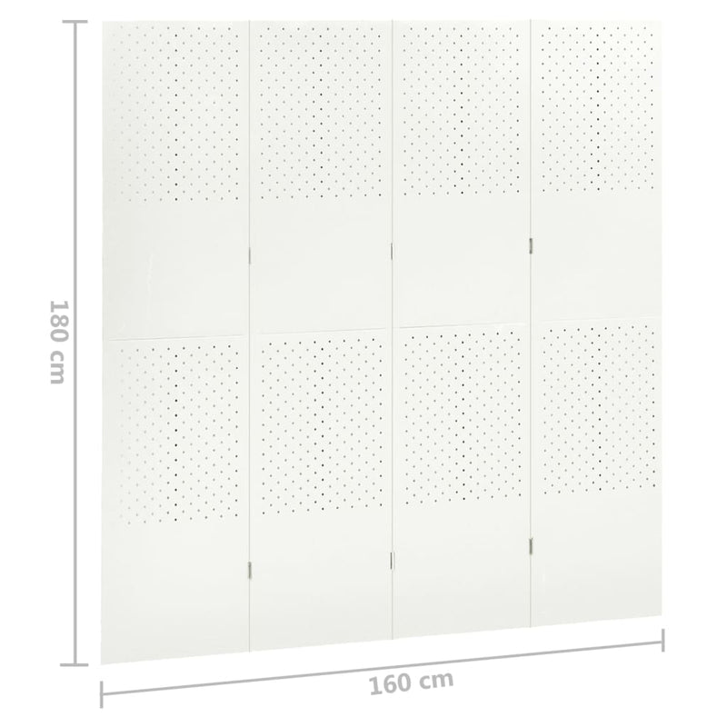 4-Panel Room Divider White 63"x70.9" Steel