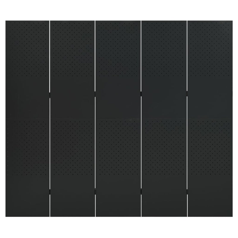 5-Panel Room Divider Black 78.7"x70.9" Steel