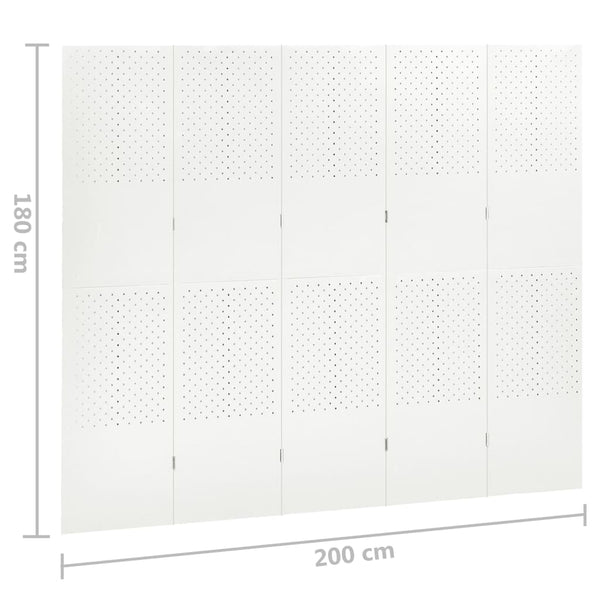5-Panel Room Divider White 78.7"x70.9" Steel