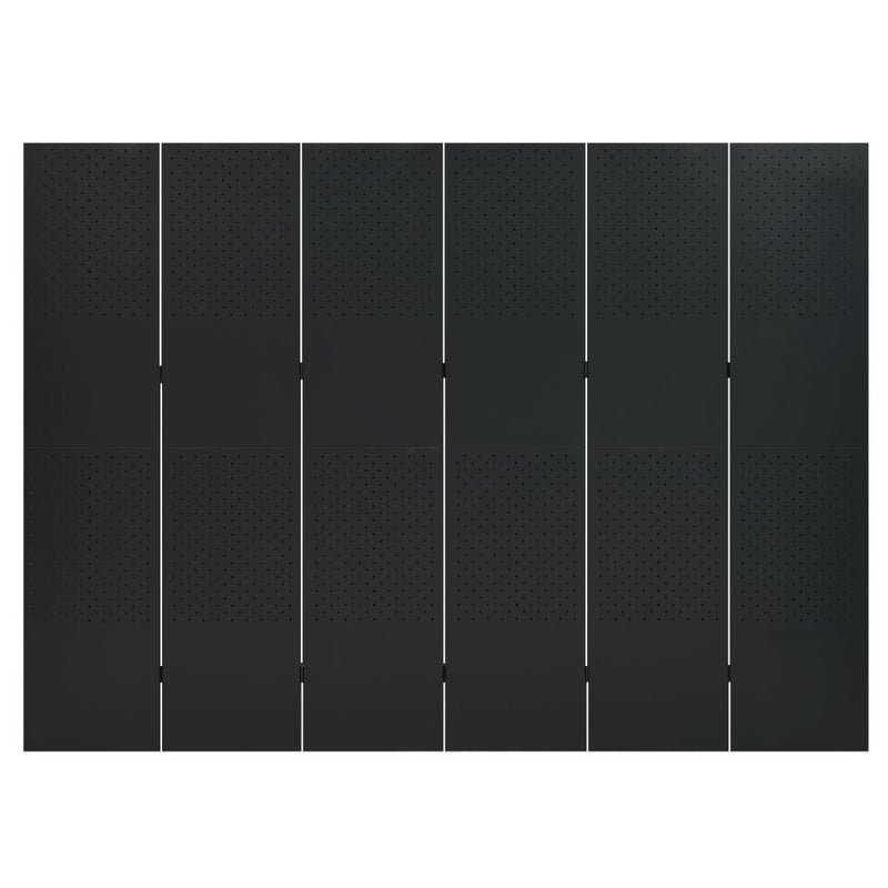 6-Panel Room Divider Black 94.5"x70.9" Steel
