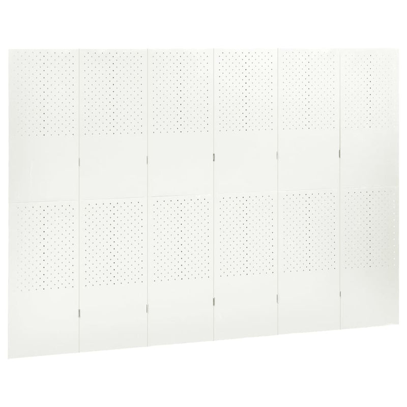 6-Panel Room Divider White 94.5"x70.9" Steel