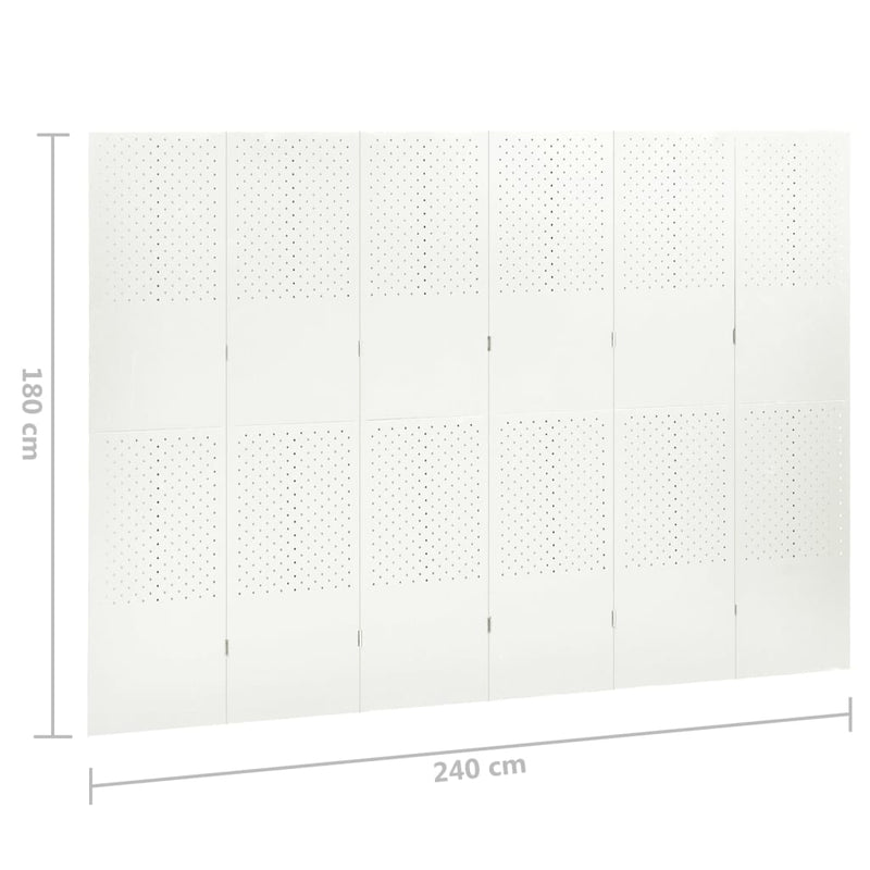 6-Panel Room Divider White 94.5"x70.9" Steel