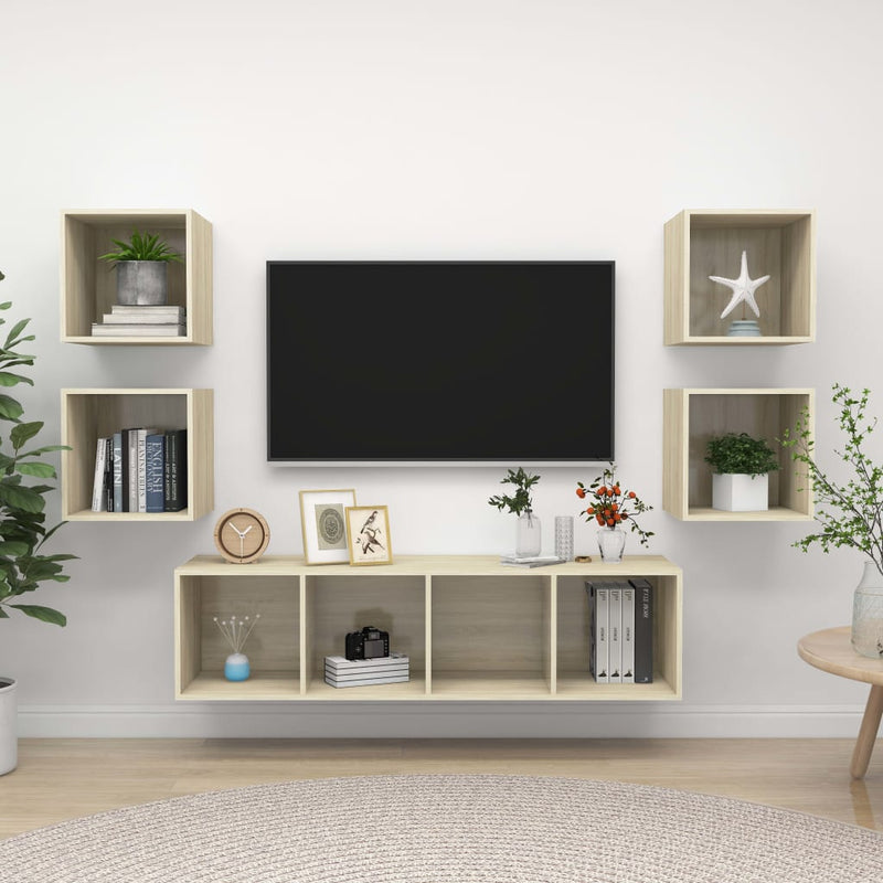 5 Piece TV Cabinet Set Sonoma Oak Chipboard