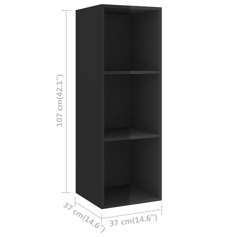 3 Piece TV Cabinet Set High Gloss Black Chipboard