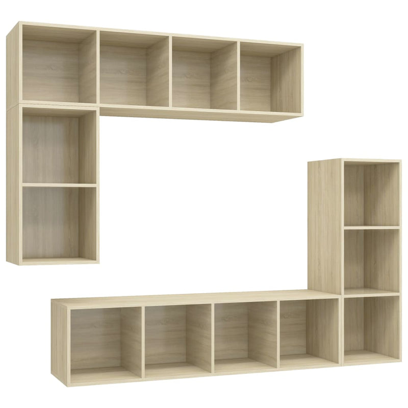 4 Piece TV Cabinet Set Sonoma Oak Chipboard