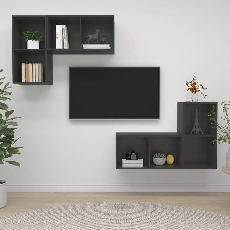 Wall-mounted TV Cabinets 4 pcs Gray Chipboard