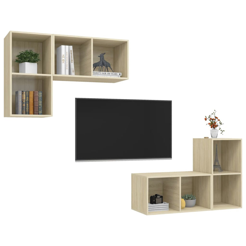 Wall-mounted TV Cabinets 4 pcs Sonoma Oak Chipboard
