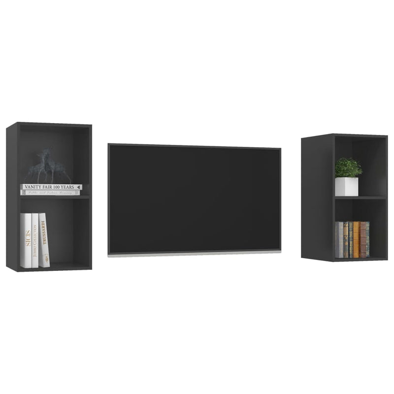 Wall-mounted TV Cabinets 2 pcs Gray Chipboard