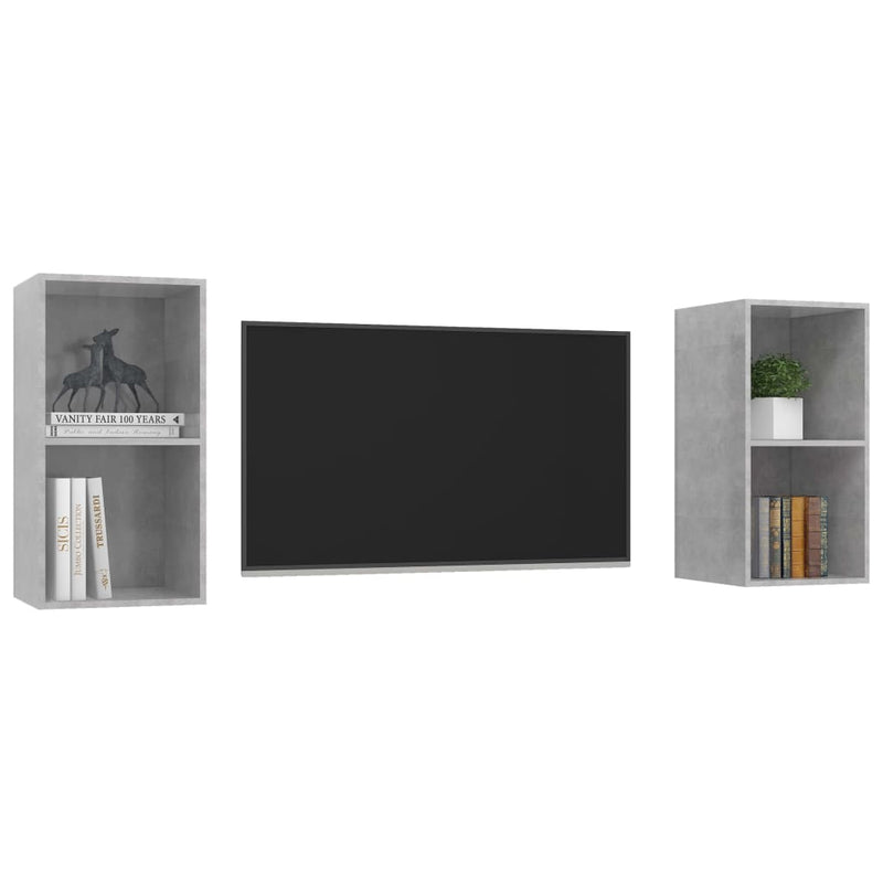 Wall-mounted TV Cabinets 2 pcs Concrete Gray Chipboard