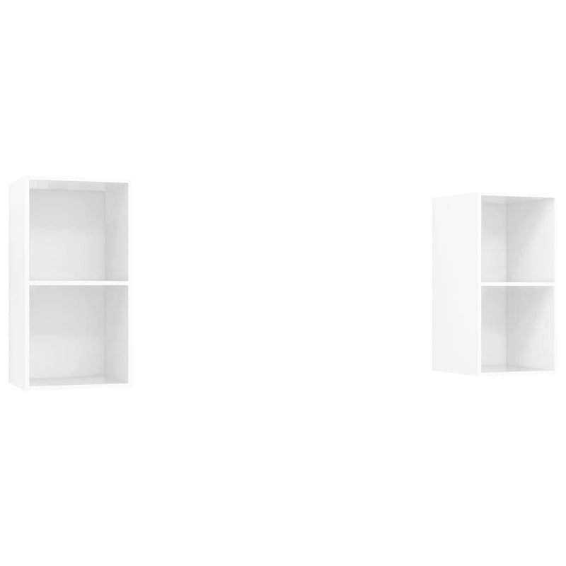 Wall-mounted TV Cabinets 2 pcs High Gloss White Chipboard