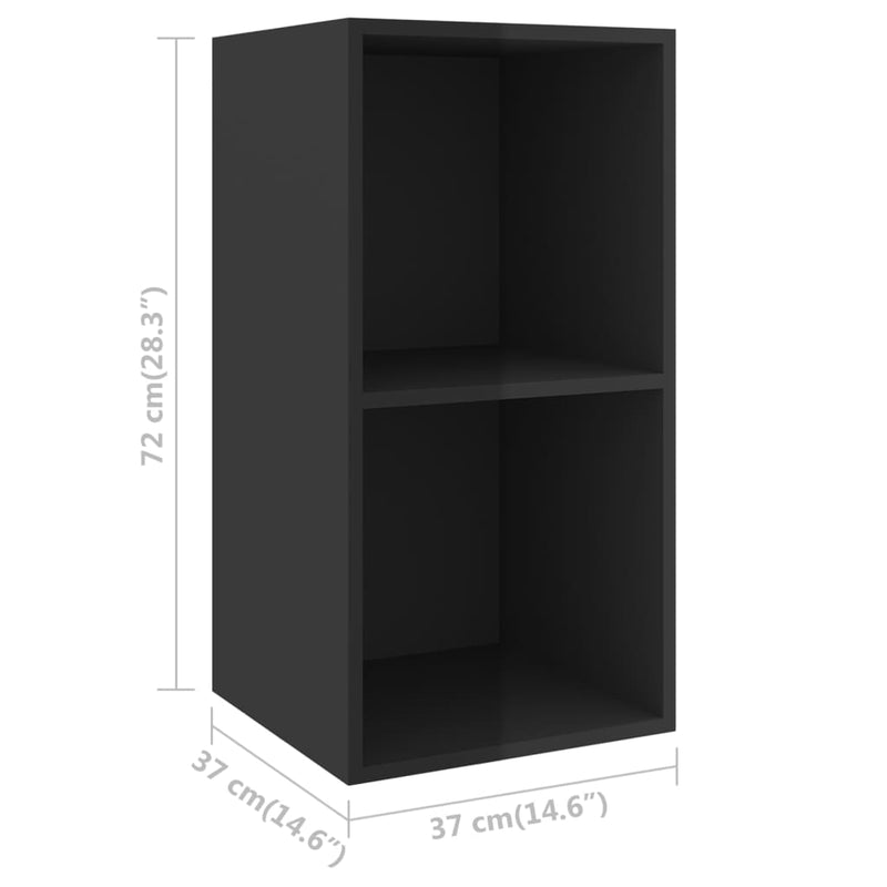 Wall-mounted TV Cabinets 2 pcs High Gloss Black Chipboard