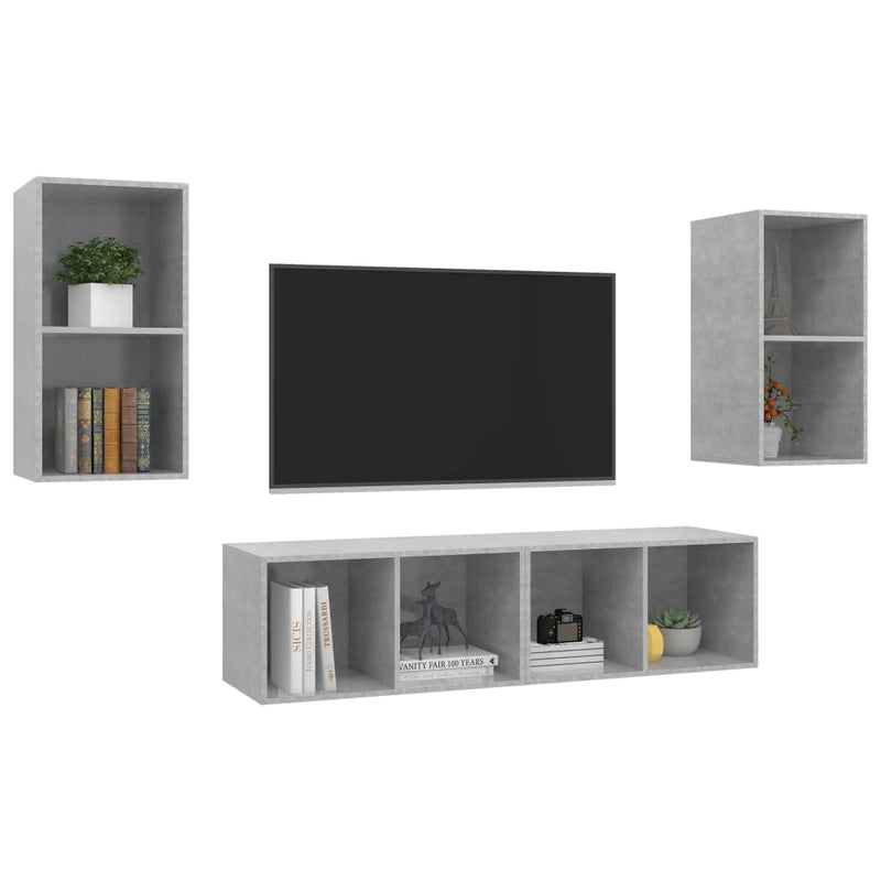 Wall-mounted TV Cabinets 4 pcs Concrete Gray Chipboard