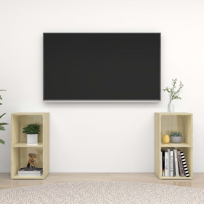 TV Cabinets 2 pcs Sonoma Oak 28.3"x13.8"x14.4" Chipboard