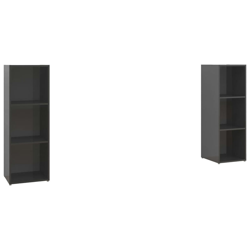 TV Cabinets 2 pcs High Gloss Gray 42.1"x14"x15" Chipboard