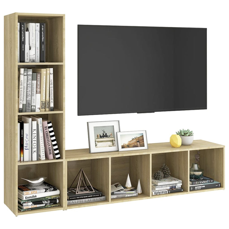 TV Cabinets 2 pcs Sonoma Oak 56.1"x13.8"x14.4" Chipboard