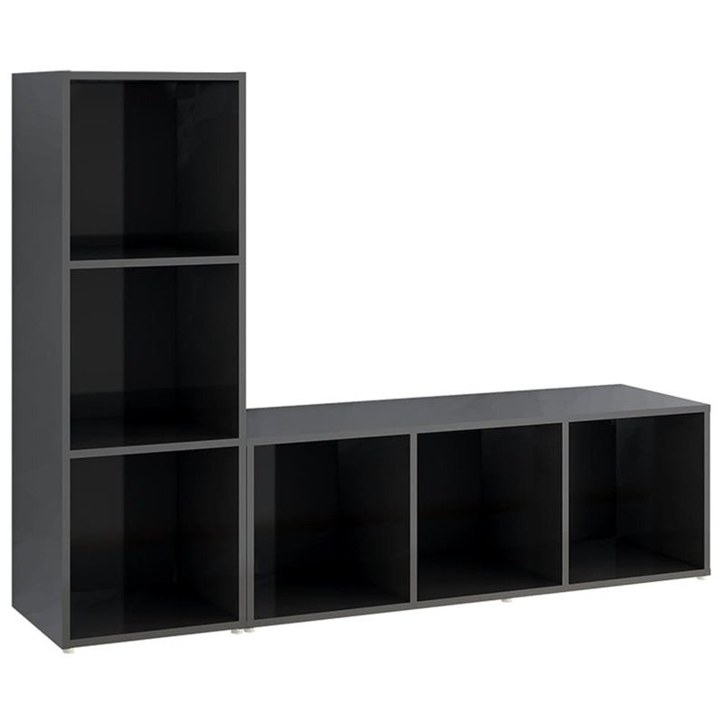 TV Cabinets 2 pcs High Gloss Gray 42.1"x14"x15" Chipboard