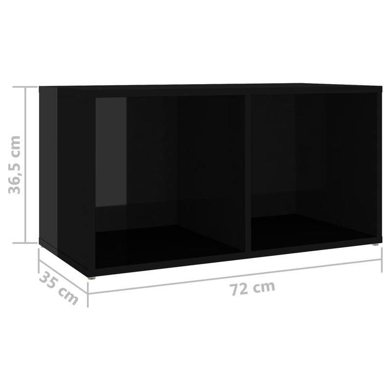 TV Cabinets 2 pcs High Gloss Black 28.3"x13.8"x14.4" Chipboard