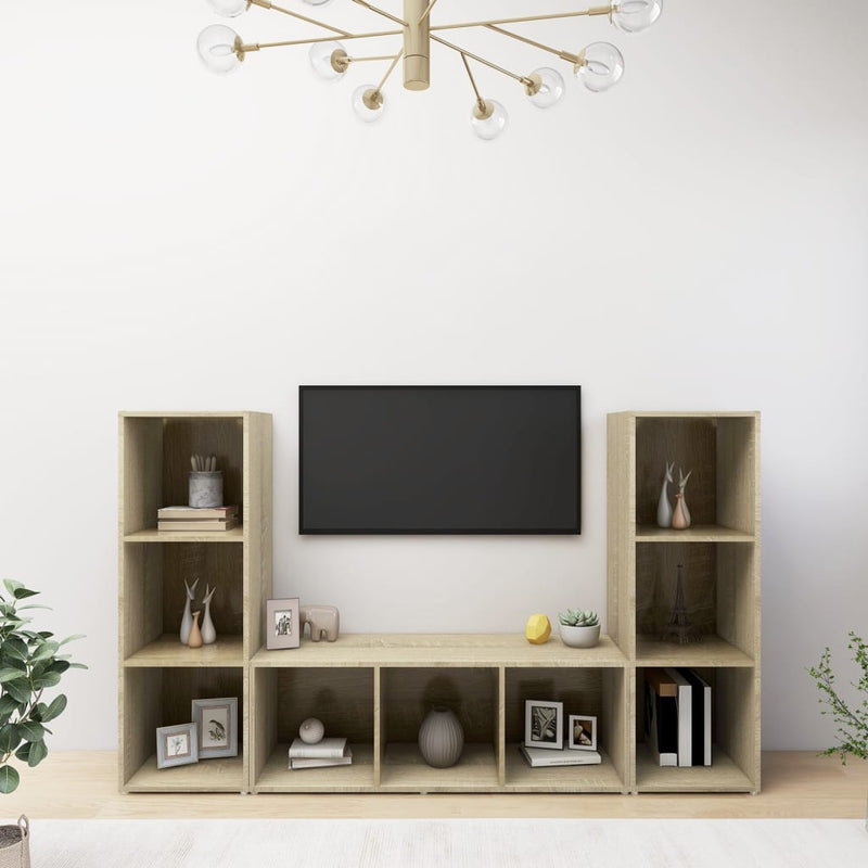 TV Cabinets 3 pcs Sonoma Oak 42.1"x14"x15" Chipboard