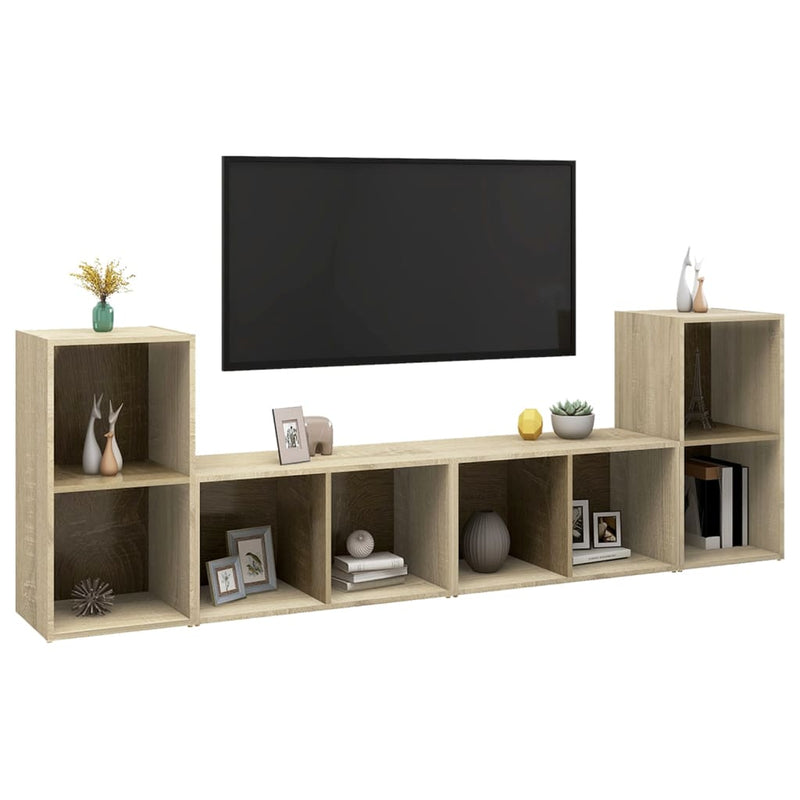 TV Cabinets 4 pcs Sonoma Oak 28.3"x13.8"x14.4" Chipboard
