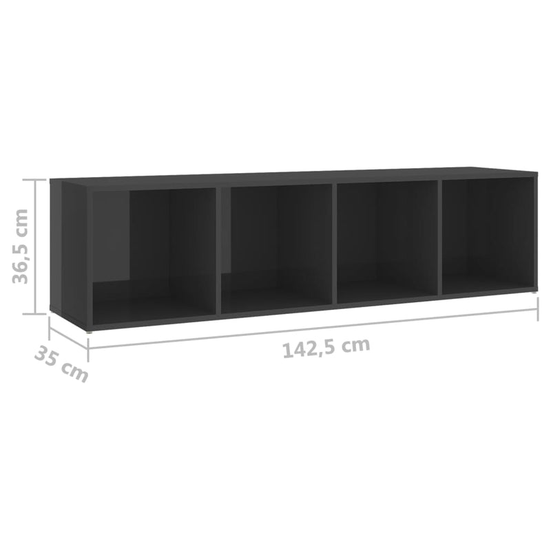 4 Piece TV Cabinet Set High Gloss Gray Chipboard