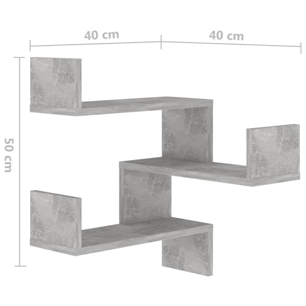 Wall Corner Shelves 2 pcs Concrete Gray 15.7"x15.7"x19.7" Chipboard