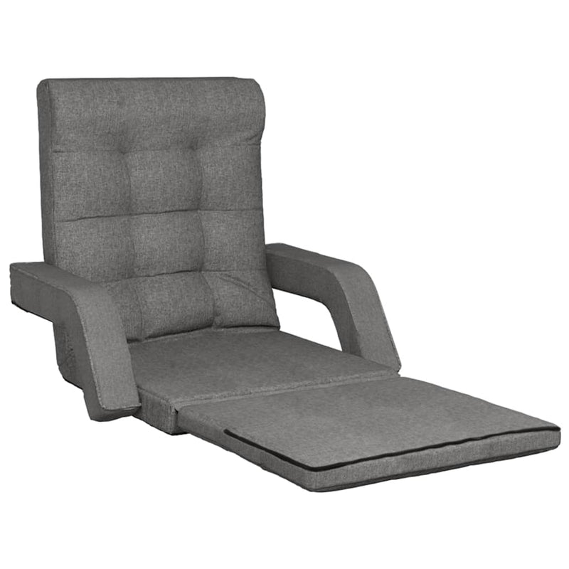 Folding Floor Chair with Bed Function Light Gray Fabric