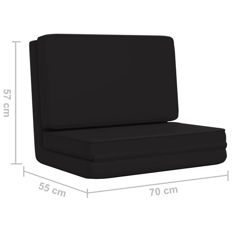 Folding Floor Chair Black Faux Leather