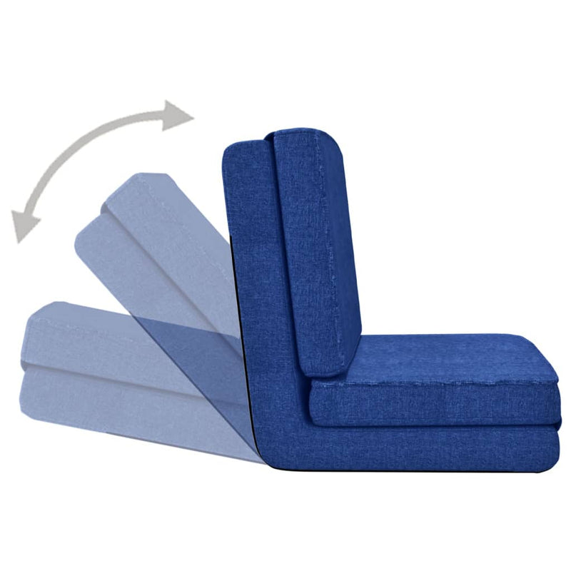 Folding Floor Chair Blue Fabric