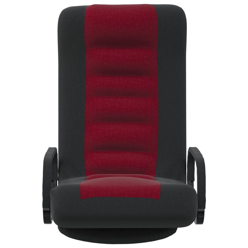 Swivel Floor Chair Black and Wine Red Fabric