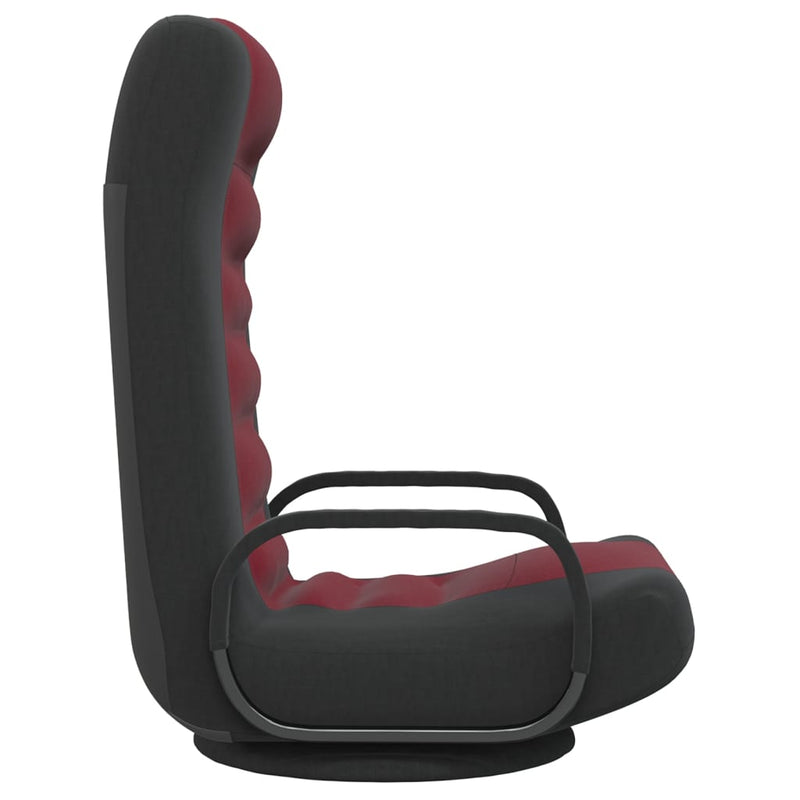 Swivel Floor Chair Black and Wine Red Fabric