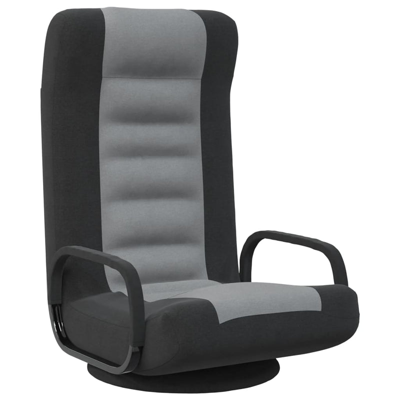 Swivel Floor Chair Black and Light Gray Fabric