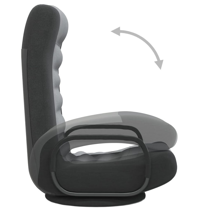 Swivel Floor Chair Black and Light Gray Fabric
