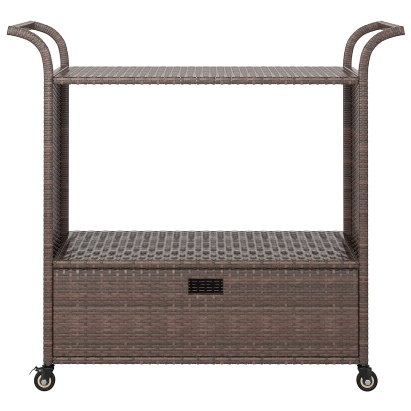 Bar Cart with Drawer Brown 39.4"x17.7"x38.2" Poly Rattan