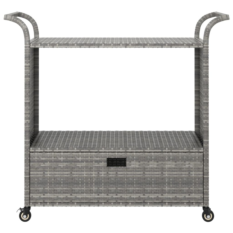 Bar Cart with Drawer Gray 39.4"x17.7"x38.2" Poly Rattan