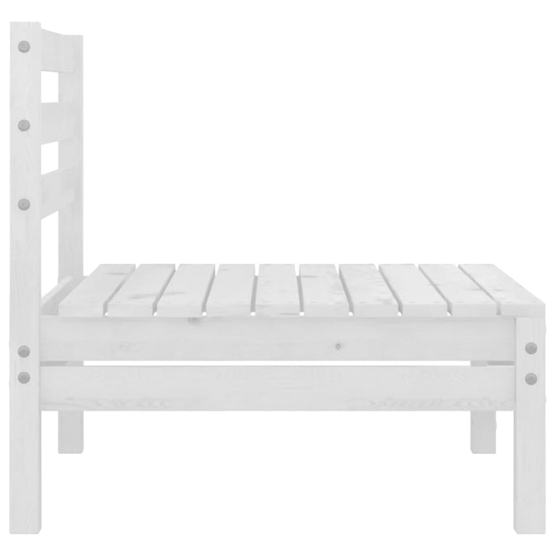 Patio Middle Sofa White Solid Pinewood