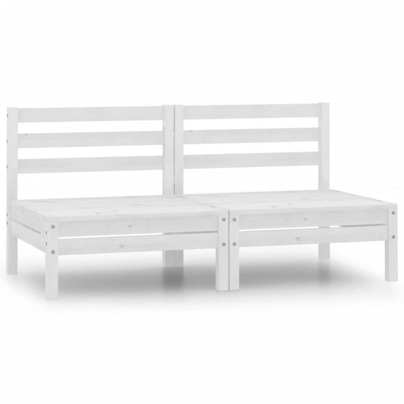 Patio Middle Sofas 2 pcs White Solid Pinewood