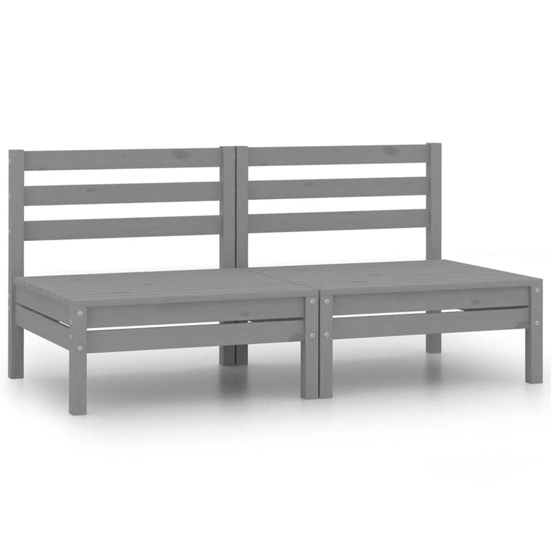 Patio Middle Sofas 2 pcs Gray Solid Pinewood