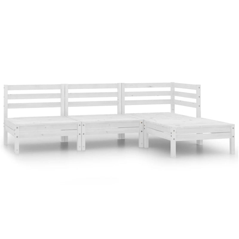 4 Piece Patio Lounge Set Solid Pinewood White