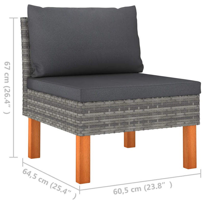 10 Piece Patio Lounge Set Poly Rattan and Eucalyptus Wood Gray