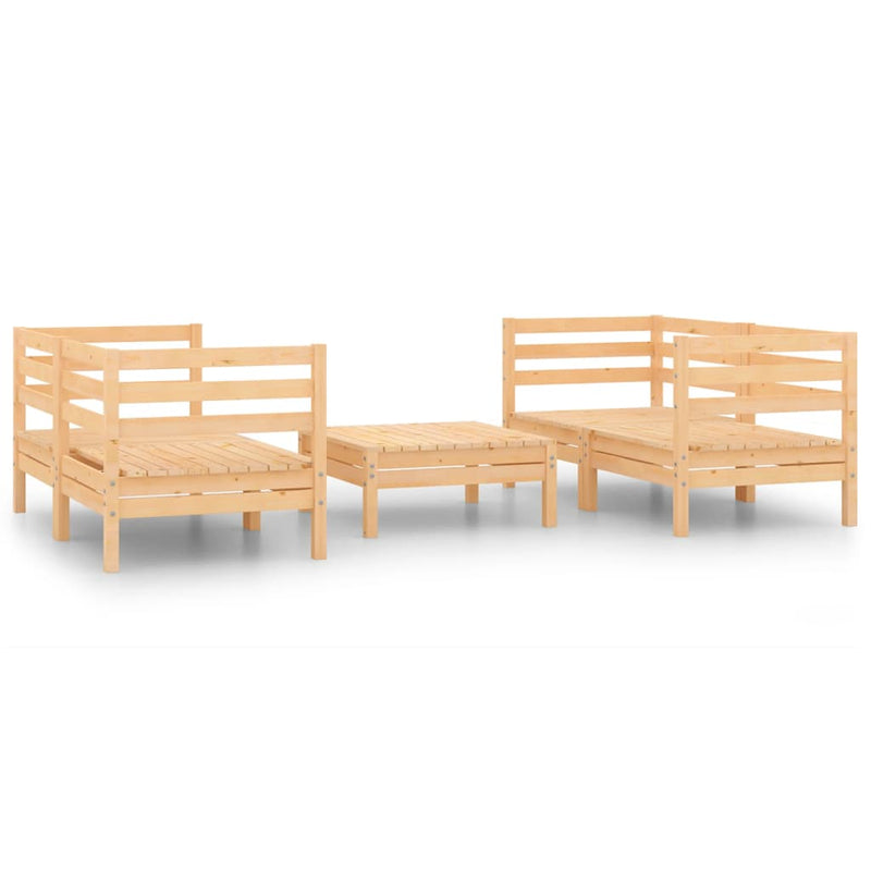 5 Piece Patio Lounge Set Solid Pinewood