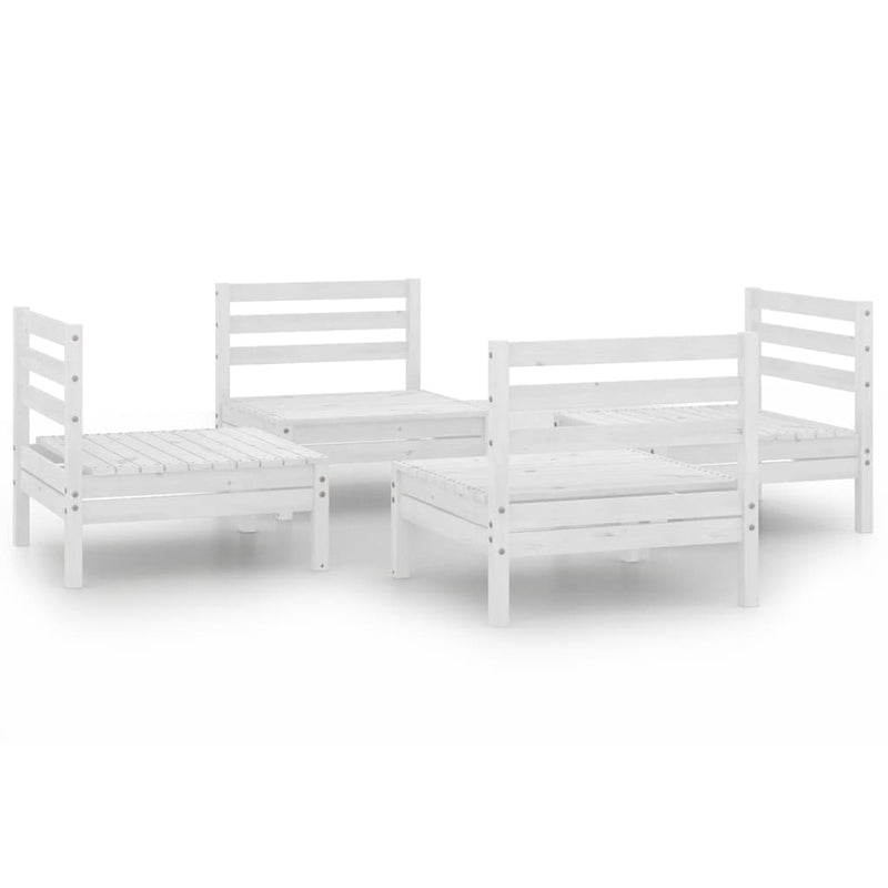 4 Piece Patio Lounge Set White Solid Pinewood