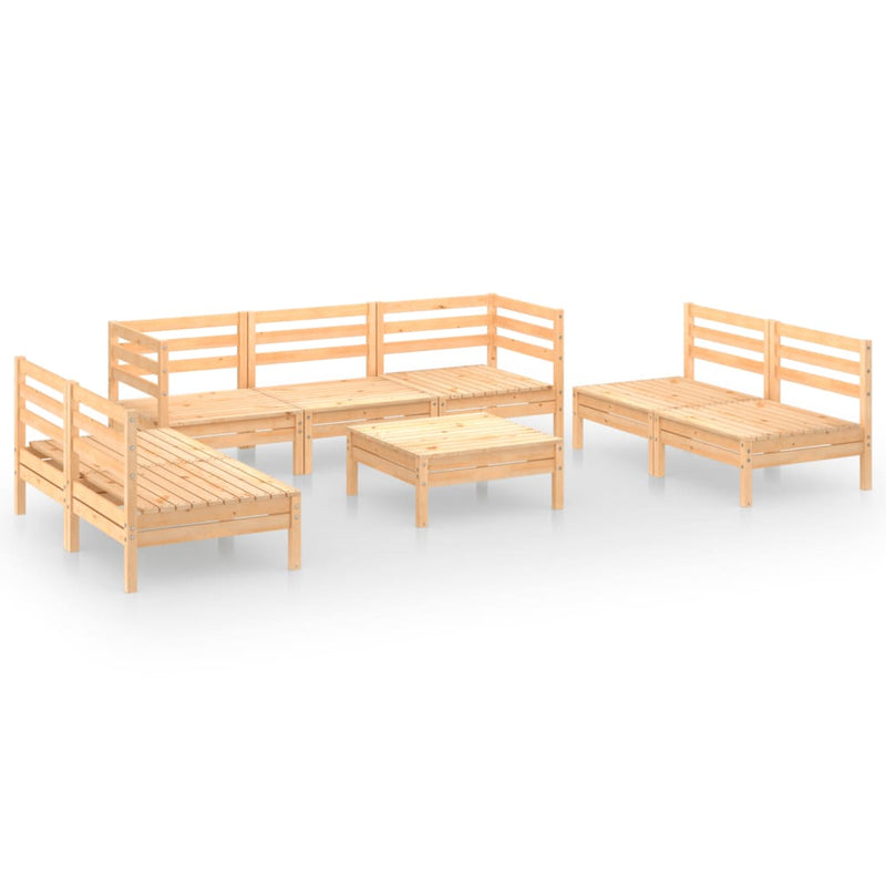 8 Piece Patio Lounge Set Solid Pinewood