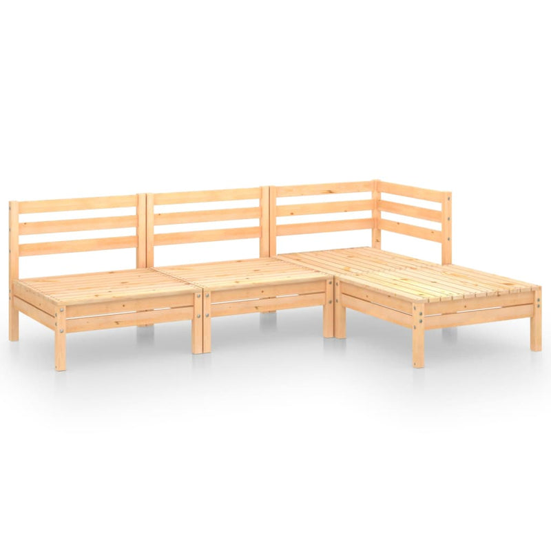 4 Piece Patio Lounge Set Solid Pinewood