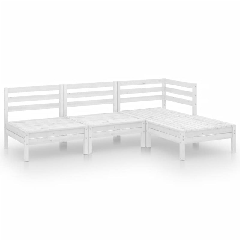 4 Piece Patio Lounge Set Solid Pinewood White