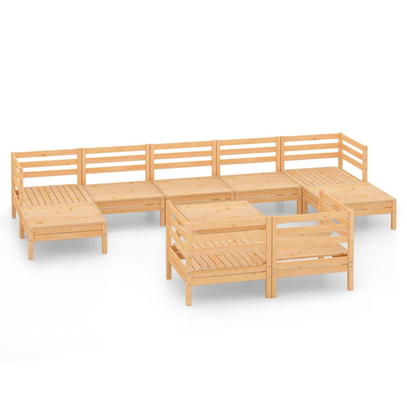 10 Piece Patio Lounge Set Solid Pinewood